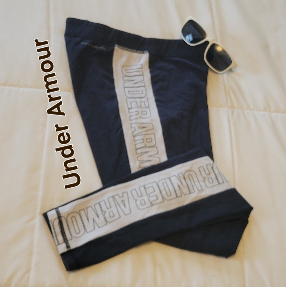 Under Armour Faded Black & White Cotton Logo Leggings. Sz: S